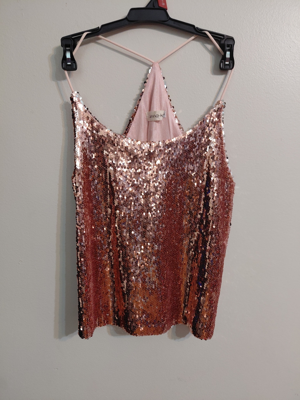 Anna-Kaci Rose Gold Sequin Cami Top Size S